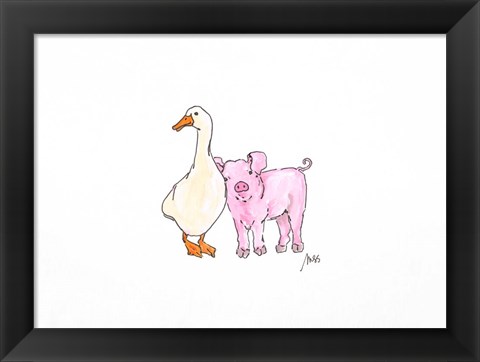 Framed Duck and Pig Print