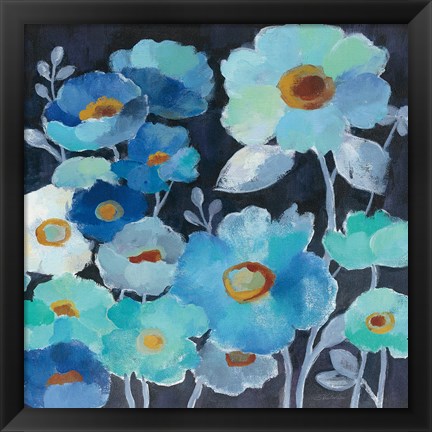 Framed Indigo Flowers III Print