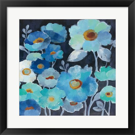 Framed Indigo Flowers III Print
