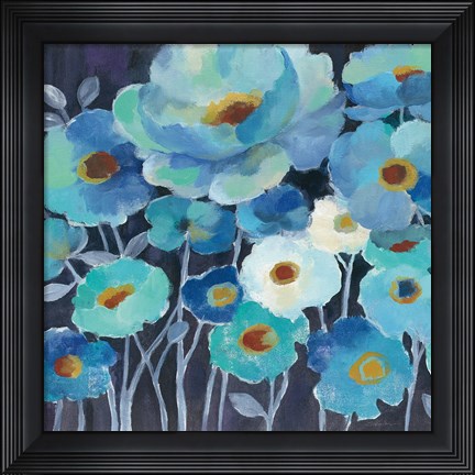 Framed Indigo Flowers II Print