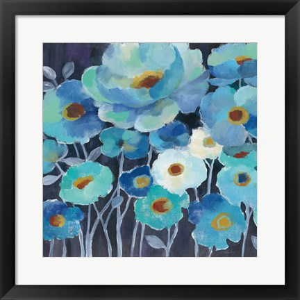 Framed Indigo Flowers II Print