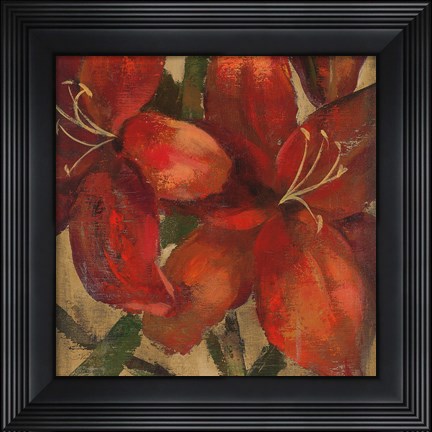 Framed Vivid Red Lily on Gold Crop Print
