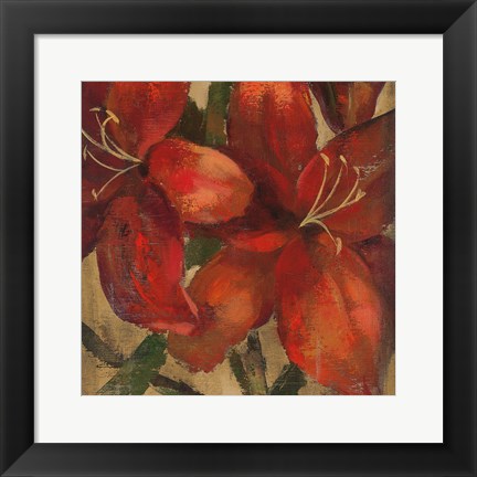 Framed Vivid Red Lily on Gold Crop Print