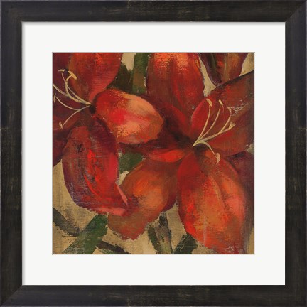 Framed Vivid Red Lily on Gold Crop Print