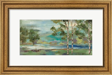Framed Aspens by the Lake Print