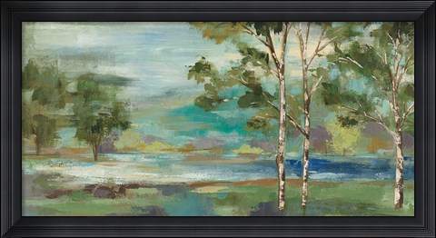 Framed Aspens by the Lake Print