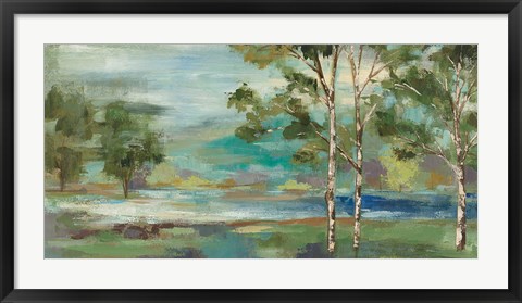 Framed Aspens by the Lake Print