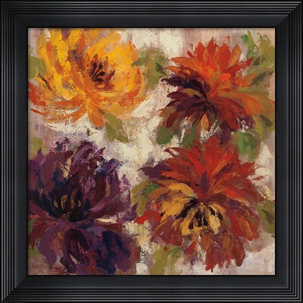 Framed Fiery Dahlias I Print