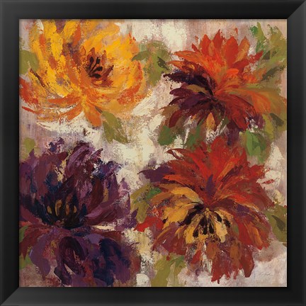 Framed Fiery Dahlias I Print