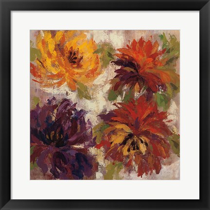 Framed Fiery Dahlias I Print