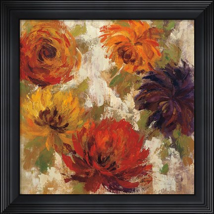 Framed Fiery Dahlias II Print