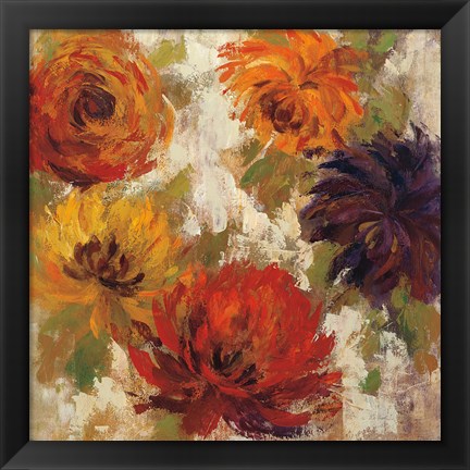 Framed Fiery Dahlias II Print