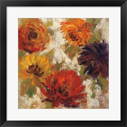 Framed Fiery Dahlias II Print