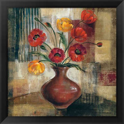 Framed Poppies in a Copper Vase I Print