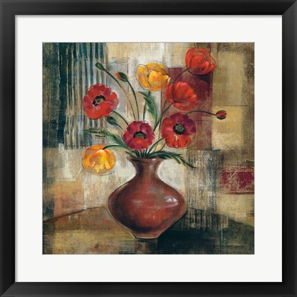 Framed Poppies in a Copper Vase I Print