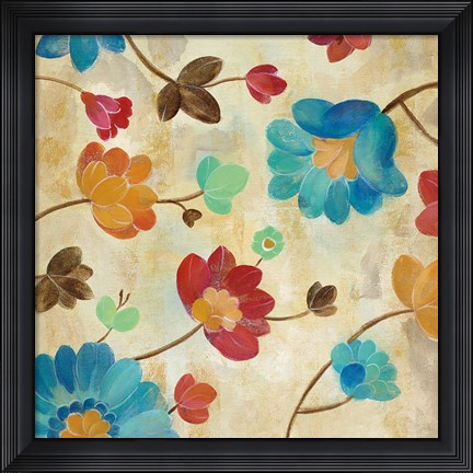 Framed Coral and Teal Garden II Print