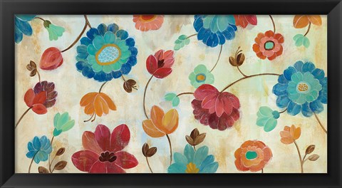 Framed Coral and Teal Garden III Print