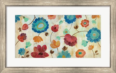 Framed Coral and Teal Garden III Print
