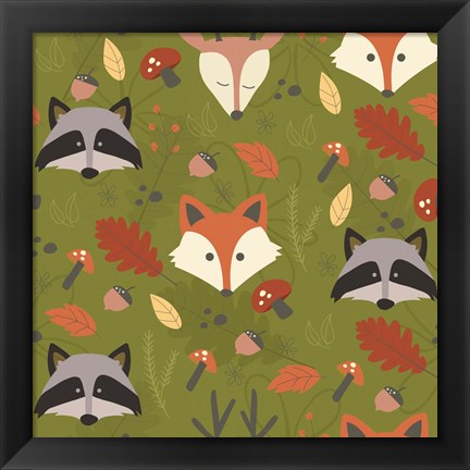 Framed Fall Animal Pattern Print