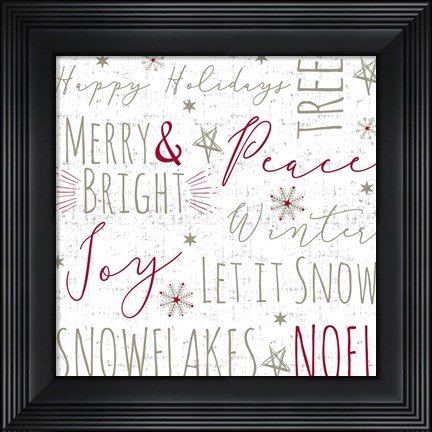 Framed Merry &amp; Bright Red Print