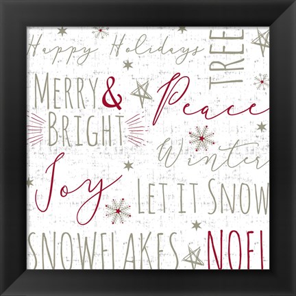 Framed Merry &amp; Bright Red Print