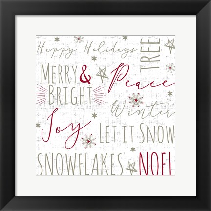 Framed Merry &amp; Bright Red Print