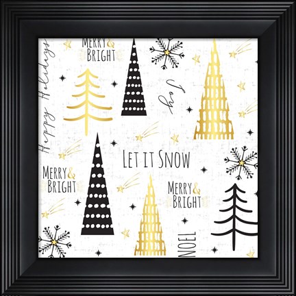 Framed Let It Snow Gold Print
