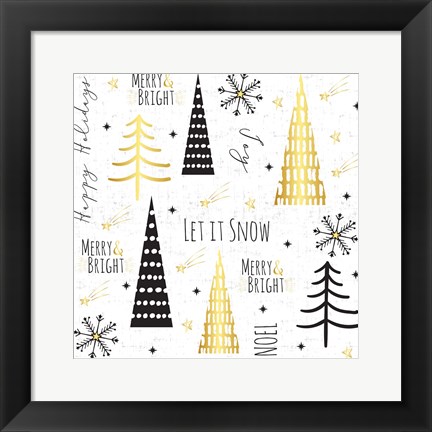 Framed Let It Snow Gold Print