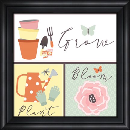 Framed Garden Goddess - Grow, Plant, Bloom Print