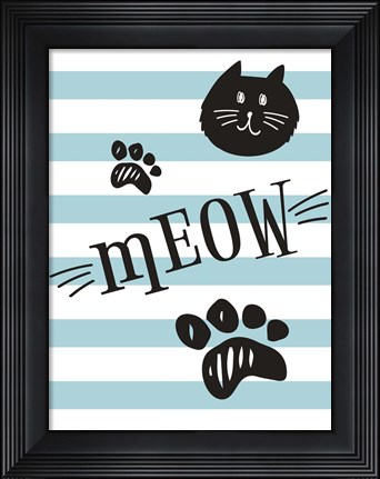 Framed Geometric Cat Meow Print