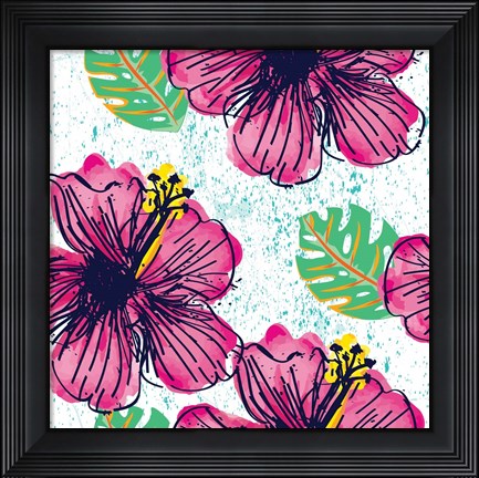 Framed Tropical Floral Pattern Print
