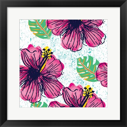 Framed Tropical Floral Pattern Print