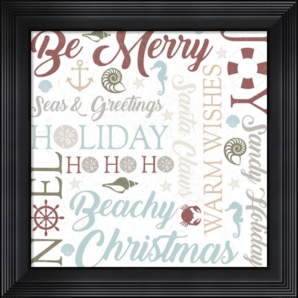Framed Coastal Christmas Typography Print