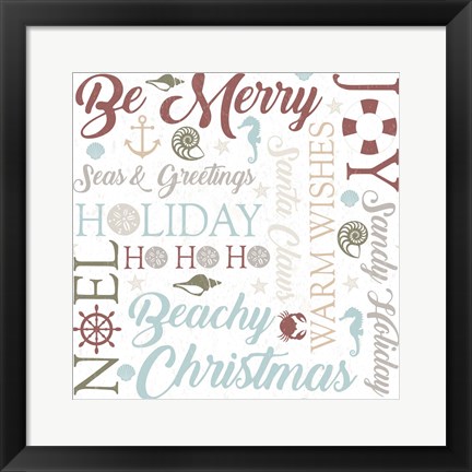 Framed Coastal Christmas Typography Print