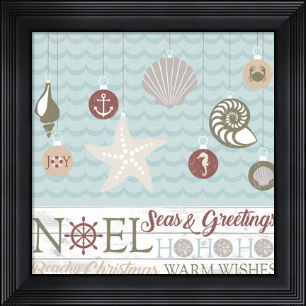 Framed Coastal Christmas Shells Print