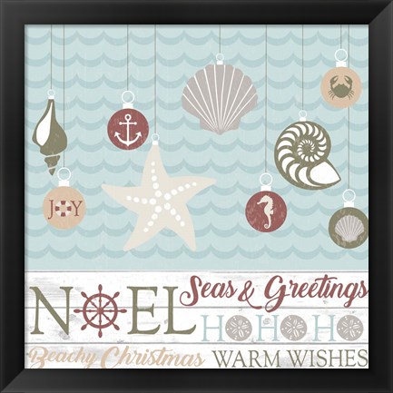 Framed Coastal Christmas Shells Print