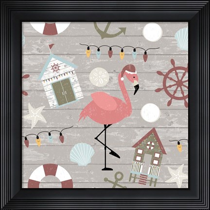 Framed Coastal Christmas Pattern I Print