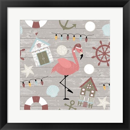 Framed Coastal Christmas Pattern I Print