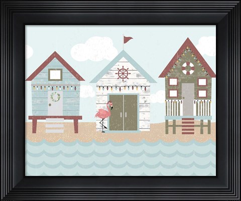 Framed Coastal Christmas Pattern II Print