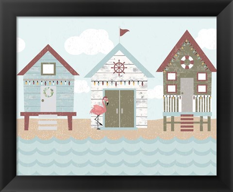 Framed Coastal Christmas Pattern II Print