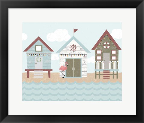 Framed Coastal Christmas Pattern II Print