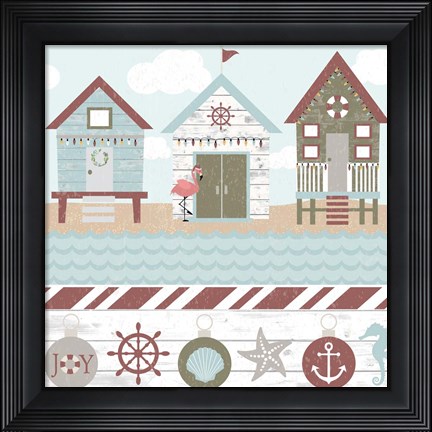 Framed Coastal Christmas Pattern III Print
