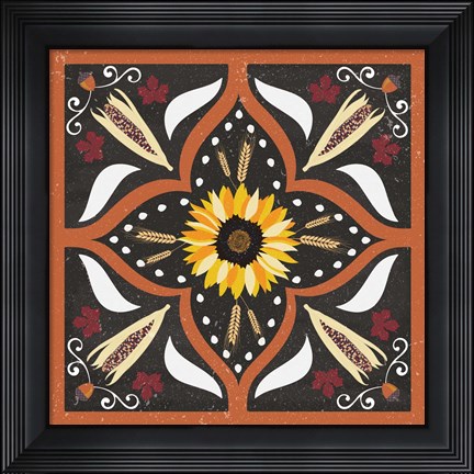Framed Autumn Harvest Sunflower Print