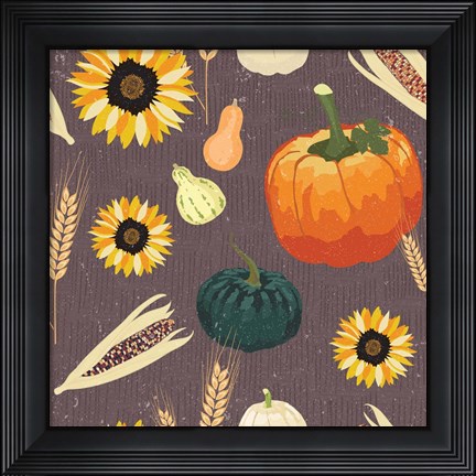 Framed Autumn Harvest Pattern Print