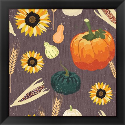 Framed Autumn Harvest Pattern Print