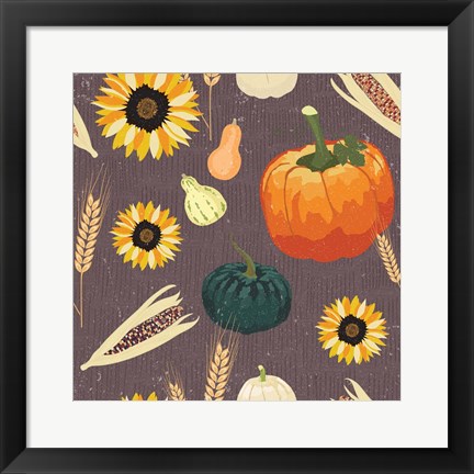 Framed Autumn Harvest Pattern Print