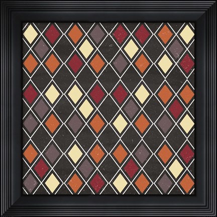 Framed Autumn Harvest Diamond Pattern Print