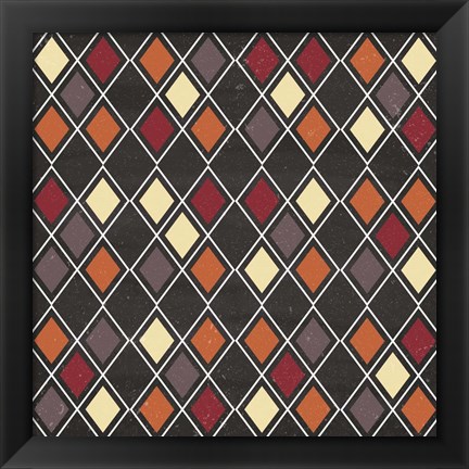 Framed Autumn Harvest Diamond Pattern Print