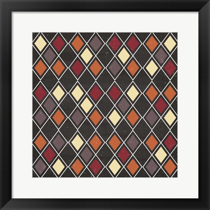 Framed Autumn Harvest Diamond Pattern Print