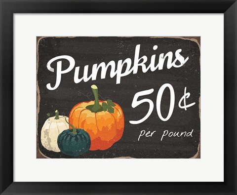 Framed Pumpkins 50 Cents Print